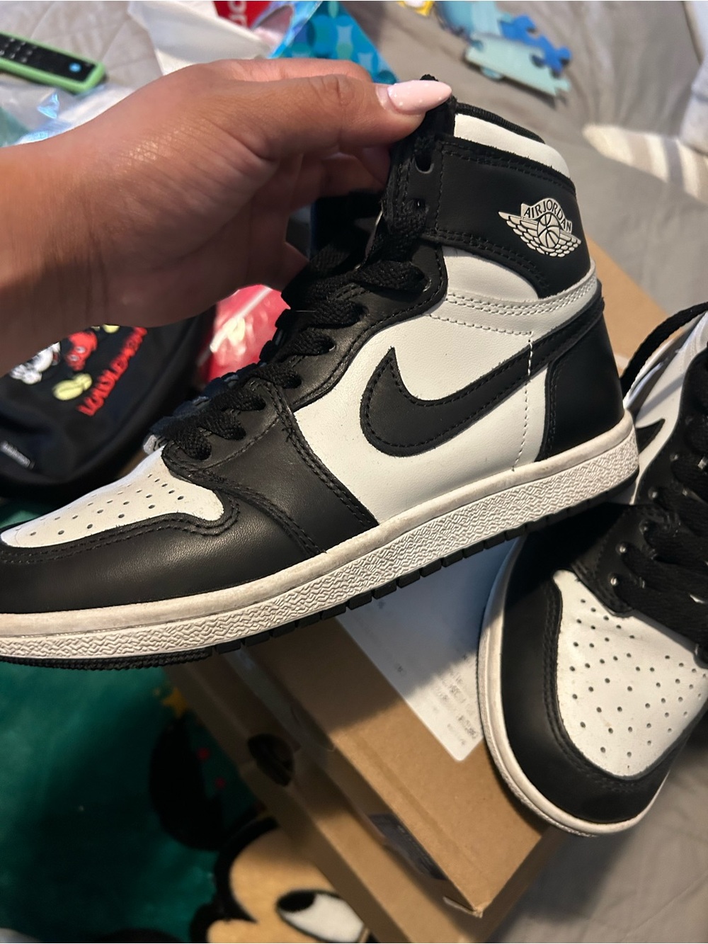 Jordan High-Top Sneakers in White and Black